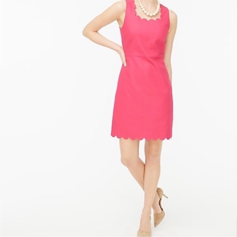 J. Crew Hot Pink Scalloped Sheath Dress Size 10